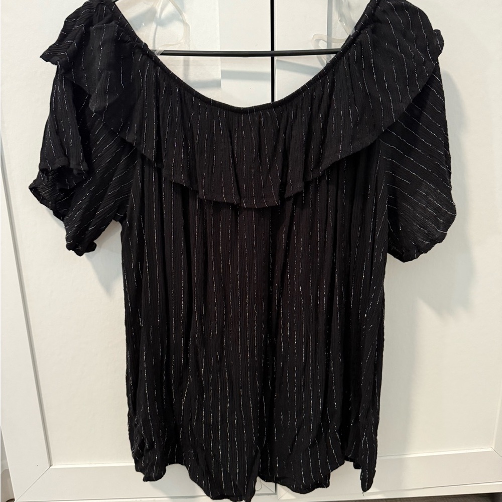 1.4.3. Story by Line Up Black Blouse with Ruffle Detail